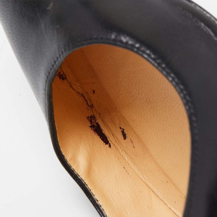 Pre Owned Christian Louboutin Black Leather Pigalle Pumps Size 38.5