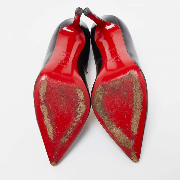 Pre Owned Christian Louboutin Black Leather Pigalle Pumps Size 38.5