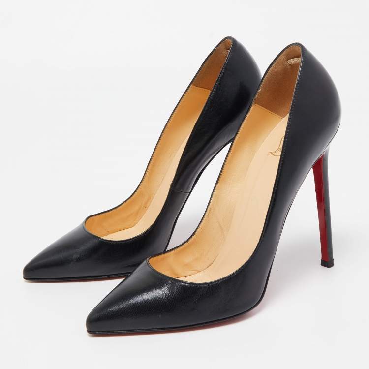 Pre Owned Christian Louboutin Black Leather Pigalle Pumps Size 38.5
