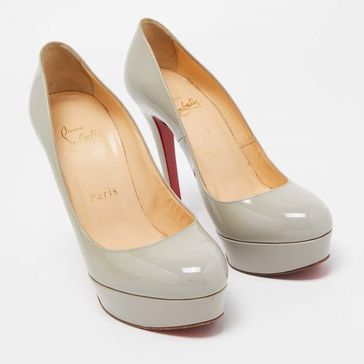 Pre Owned Christian Louboutin Grey Patent Leather Bianca Pumps Size 36.5
