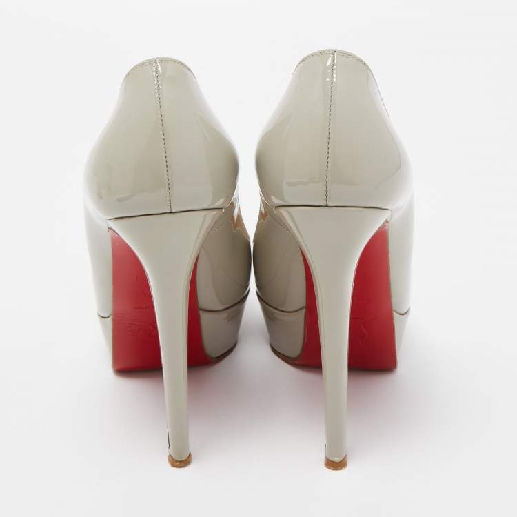 Pre Owned Christian Louboutin Grey Patent Leather Bianca Pumps Size 36.5