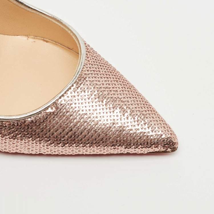 مملوكة مسبقًا Christian Louboutin Rose Gold Sequins So Kate Pumps Size 38