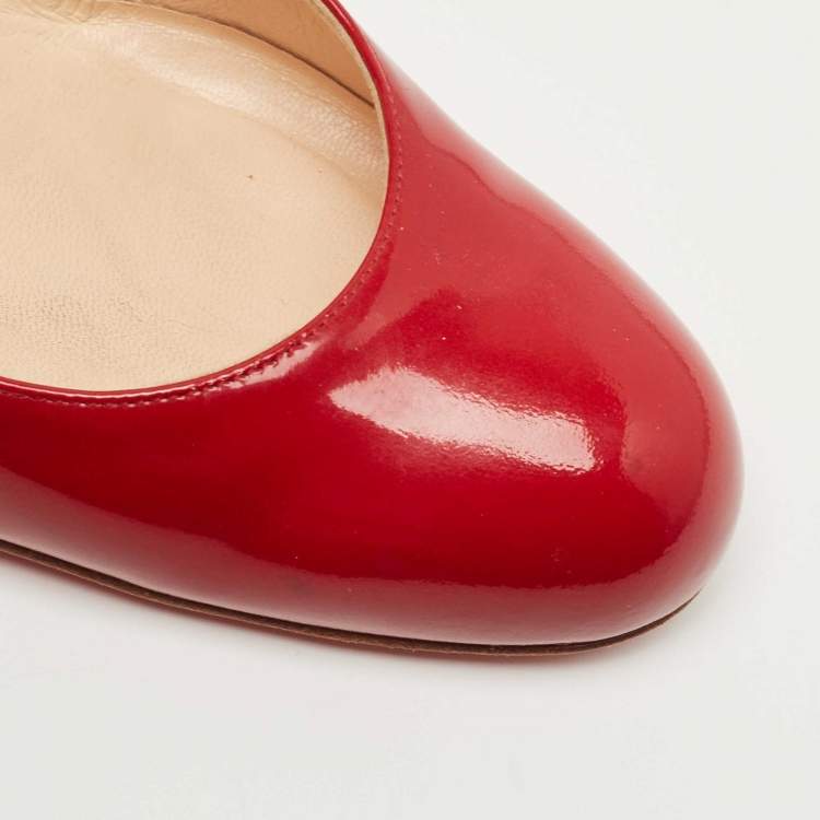 Pre Owned Christian Louboutin Red Patent RonRon Zeppa Wedge Pumps Size 39
