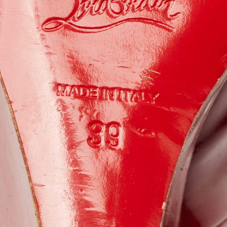 Pre Owned Christian Louboutin Red Patent RonRon Zeppa Wedge Pumps Size 39