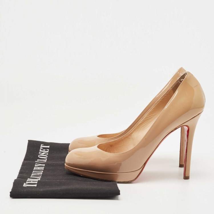 Pre Owned Christian Louboutin Beige Patent Leather New Simple Pumps Size 36.5