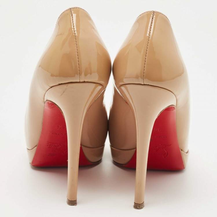 Pre Owned Christian Louboutin Beige Patent Leather New Simple Pumps Size 36.5