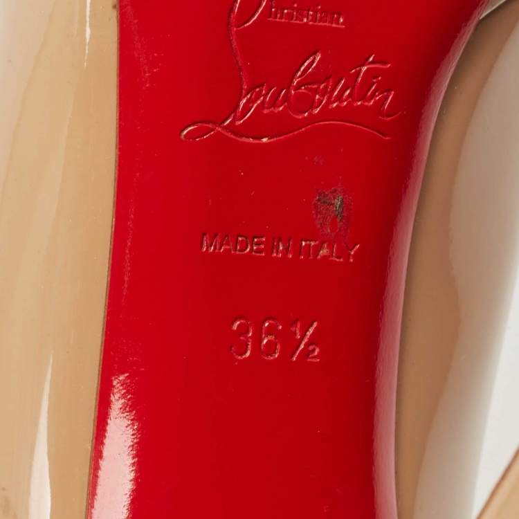 Pre Owned Christian Louboutin Beige Patent Leather New Simple Pumps Size 36.5