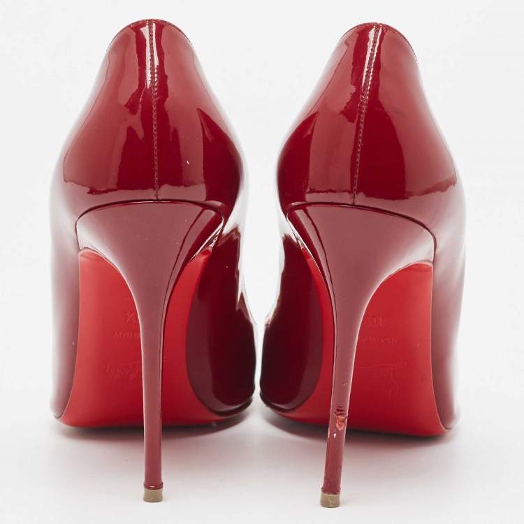 Pre Owned Christian Louboutin Burgundy Patent So Kate Pumps Size 40.5