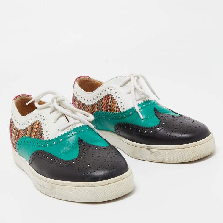 Pre Owned Christian Louboutin Multicolor Leather Oxford Sneakers Size 43