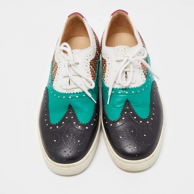 Pre Owned Christian Louboutin Multicolor Leather Oxford Sneakers Size 43