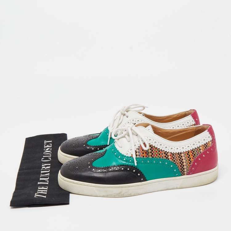 Pre Owned Christian Louboutin Multicolor Leather Oxford Sneakers Size 43