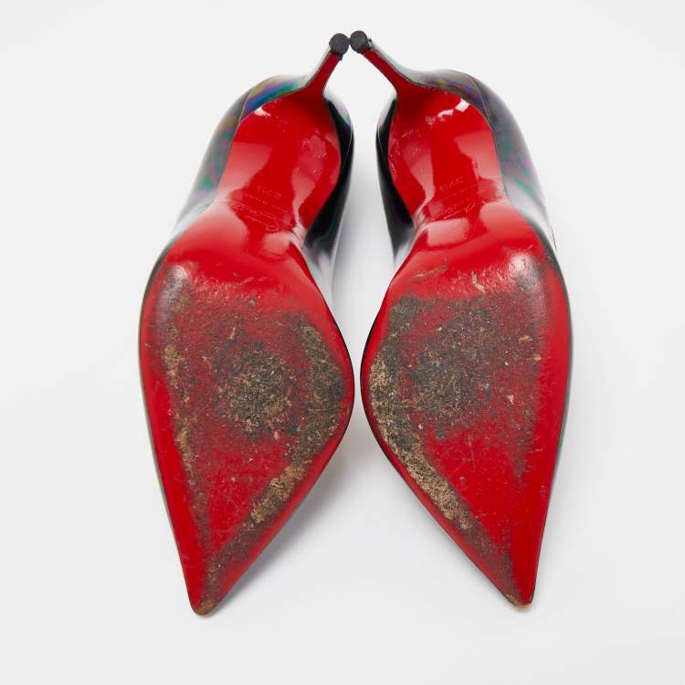Pre Owned Christian Louboutin Multicolor Iridescent Leather Pigalle Follies Pumps Size 37.5