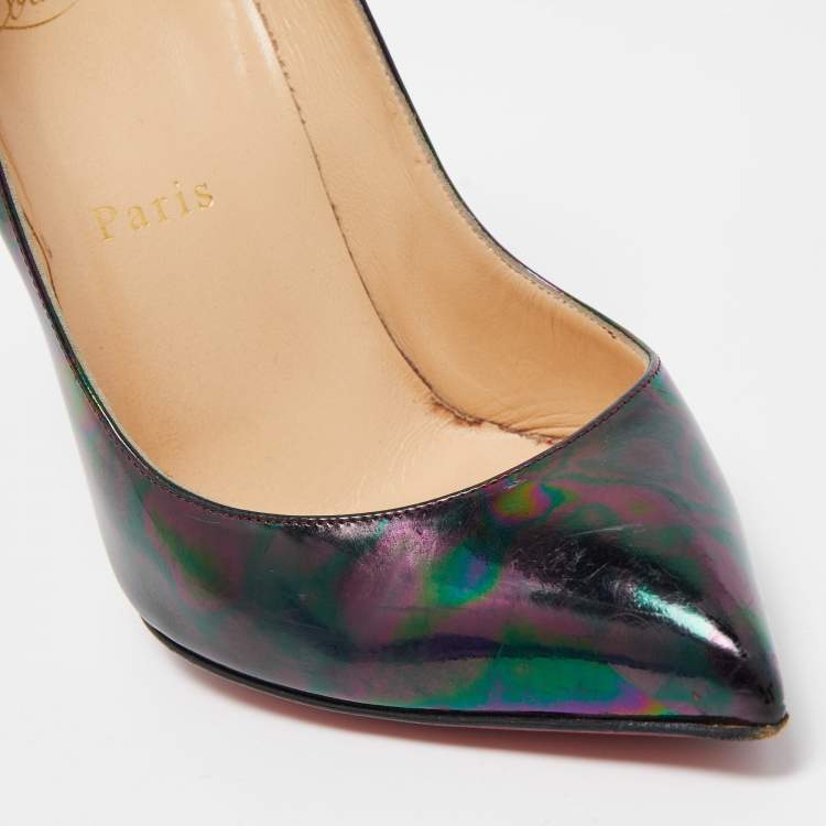 Pre Owned Christian Louboutin Multicolor Iridescent Leather Pigalle Follies Pumps Size 37.5