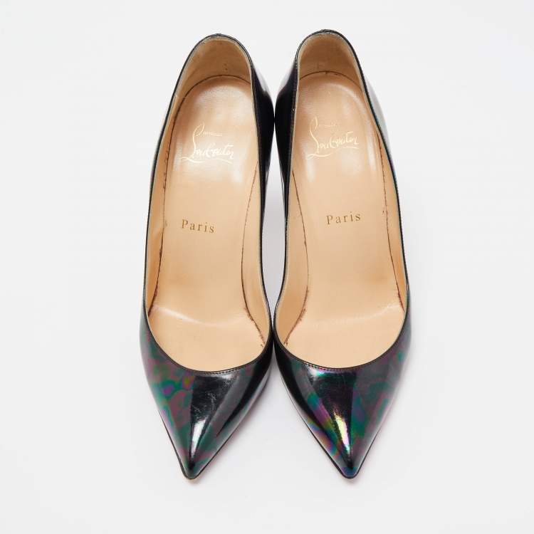 Pre Owned Christian Louboutin Multicolor Iridescent Leather Pigalle Follies Pumps Size 37.5