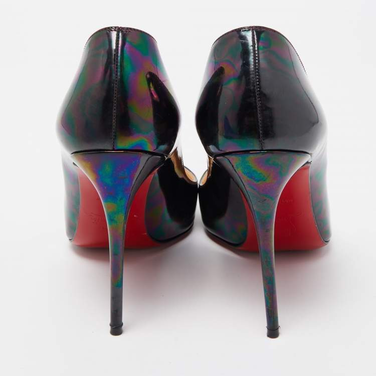 Pre Owned Christian Louboutin Multicolor Iridescent Leather Pigalle Follies Pumps Size 37.5
