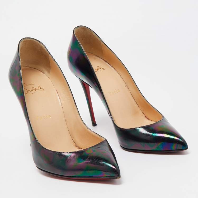 Pre Owned Christian Louboutin Multicolor Iridescent Leather Pigalle Follies Pumps Size 37.5