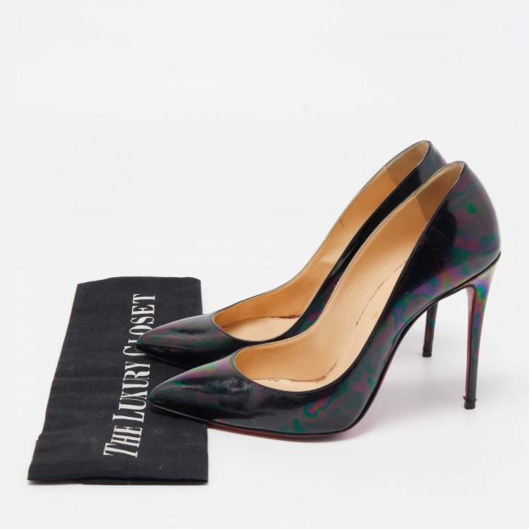 Pre Owned Christian Louboutin Multicolor Iridescent Leather Pigalle Follies Pumps Size 37.5