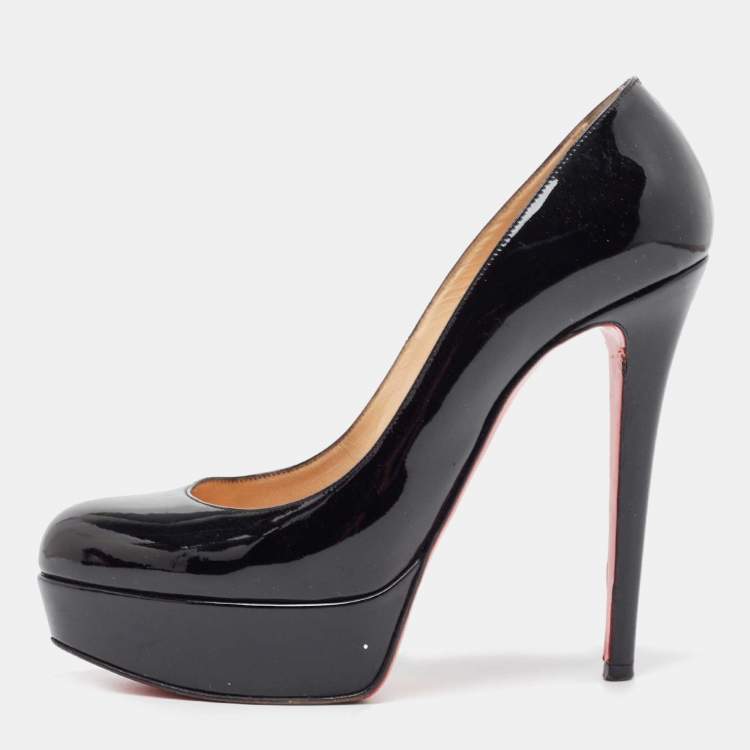 Pre Owned Christian Louboutin Black Patent Leather Bianca Pumps Size 37.5