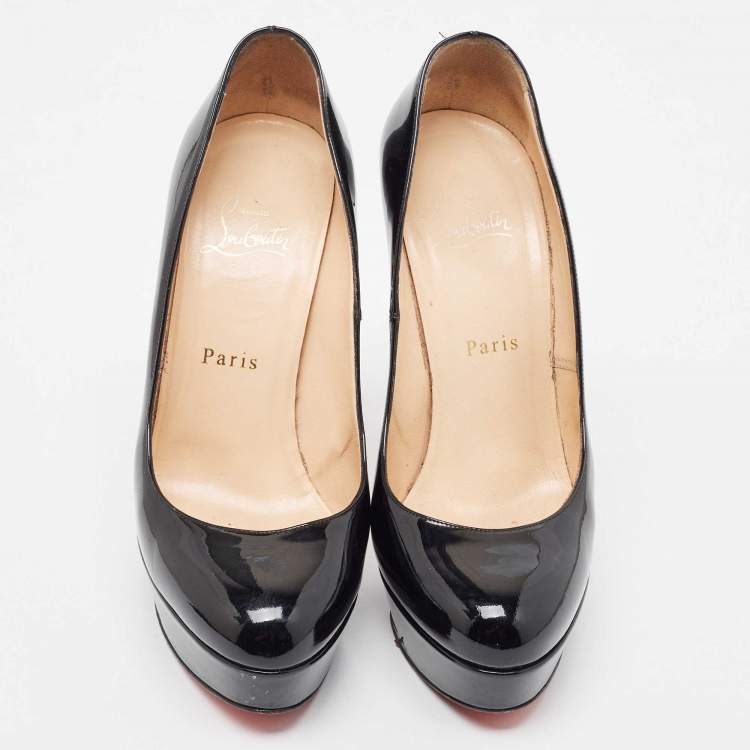 Pre Owned Christian Louboutin Black Patent Leather Bianca Pumps Size 37.5