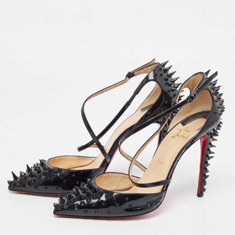 CHRISTIAN LOUBOUTIN Daisy Spike Metallic Ankle-cuff Red Sole