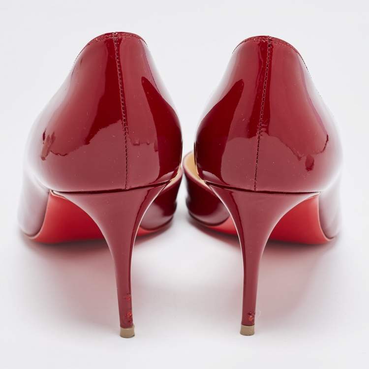 Pre Owned Christian Louboutin Burgundy Patent Leather Iriza Pumps Size 39