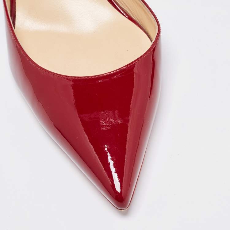 Pre Owned Christian Louboutin Burgundy Patent Leather Iriza Pumps Size 39