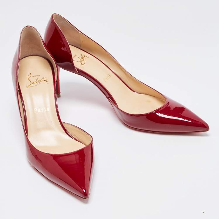 Pre Owned Christian Louboutin Burgundy Patent Leather Iriza Pumps Size 39