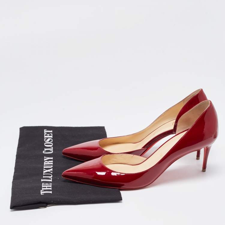 Pre Owned Christian Louboutin Burgundy Patent Leather Iriza Pumps Size 39
