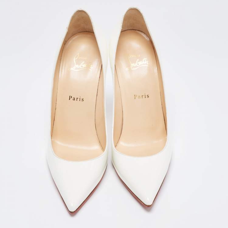 Pre Owned Christian Louboutin White Patent Leather So Kate Pumps Size 39.5