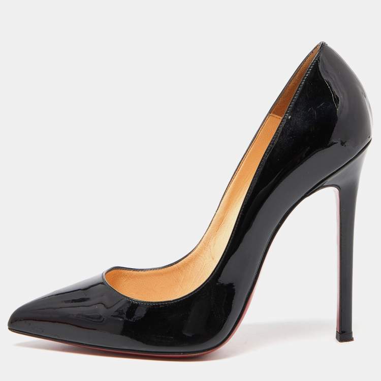 Christian Louboutin Black Patent Leather Pigalle Pointed Toe Pumps Size ...