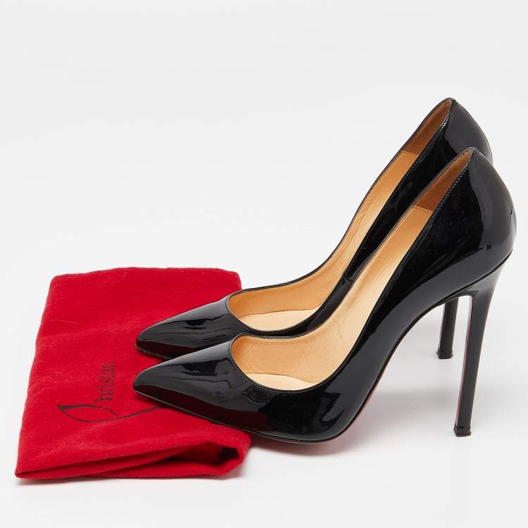Pre Owned Christian Louboutin Black Patent Leather Pigalle Pointed Toe Pumps Size 39.5