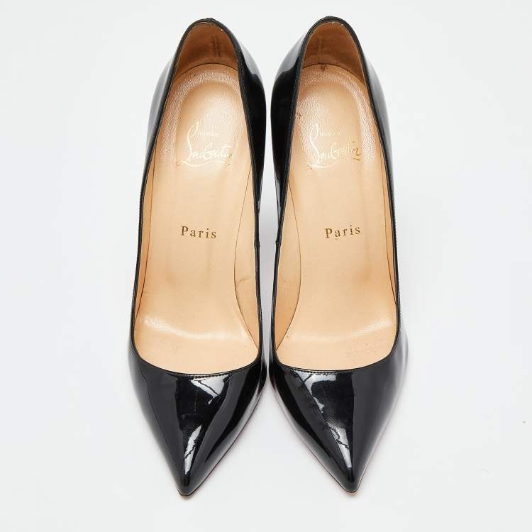 Pre Owned Christian Louboutin Black Patent Leather Pigalle Pointed Toe Pumps Size 39.5