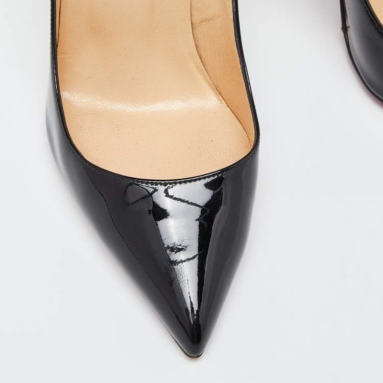 Pre Owned Christian Louboutin Black Patent Leather Pigalle Pointed Toe Pumps Size 39.5