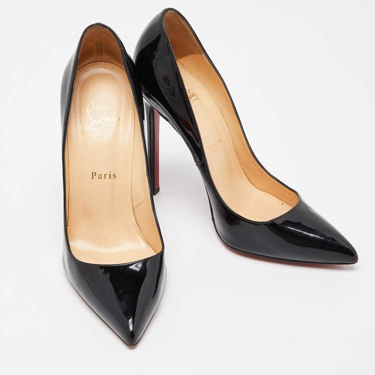 Pre Owned Christian Louboutin Black Patent Leather Pigalle Pointed Toe Pumps Size 39.5