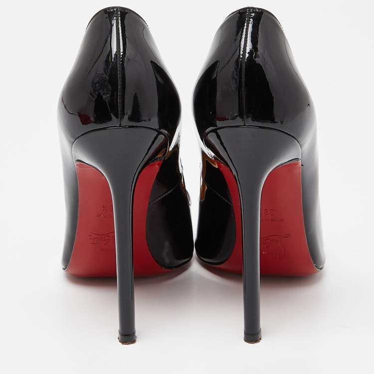 Pre Owned Christian Louboutin Black Patent Leather Pigalle Pointed Toe Pumps Size 39.5