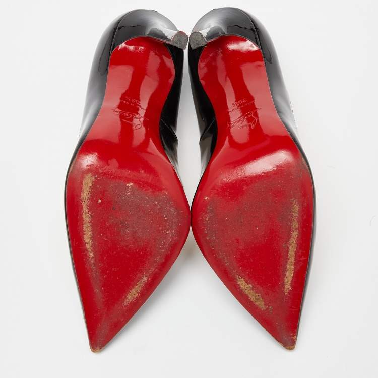 Pre Owned Christian Louboutin Black Patent Leather Pigalle Pointed Toe Pumps Size 39.5