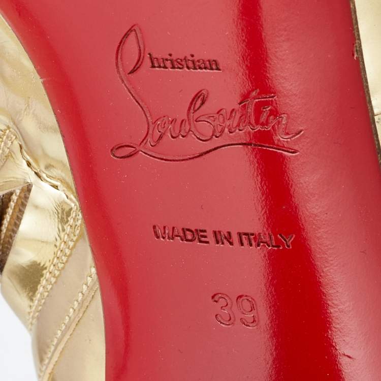 Pre Owned Christian Louboutin Gold Leather Robot Booties Size 39