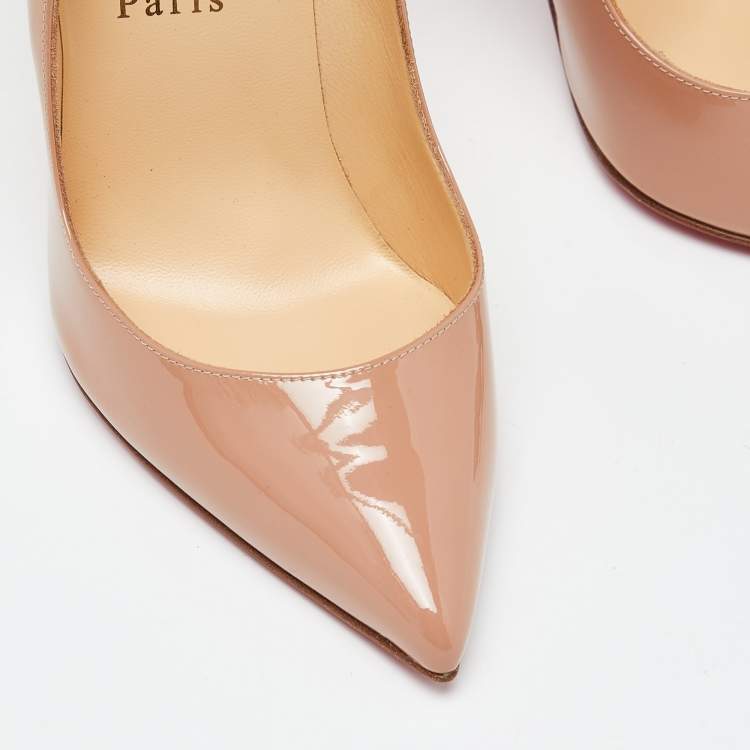 Pre Owned Christian Louboutin Beige Patent Leather Hot Chick Pumps Size 36