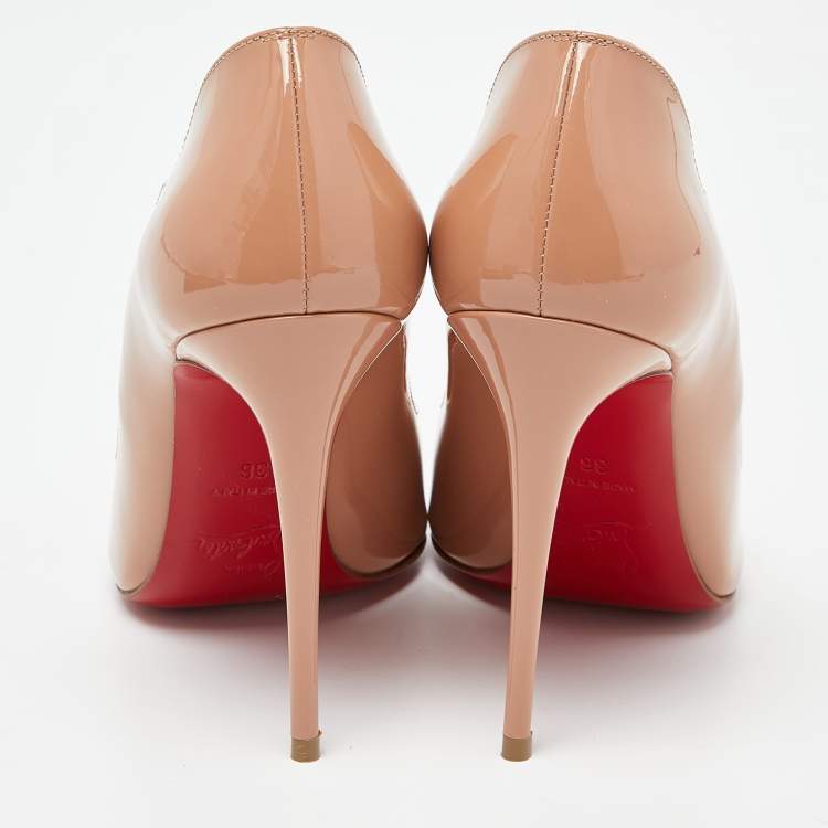 Pre Owned Christian Louboutin Beige Patent Leather Hot Chick Pumps Size 36