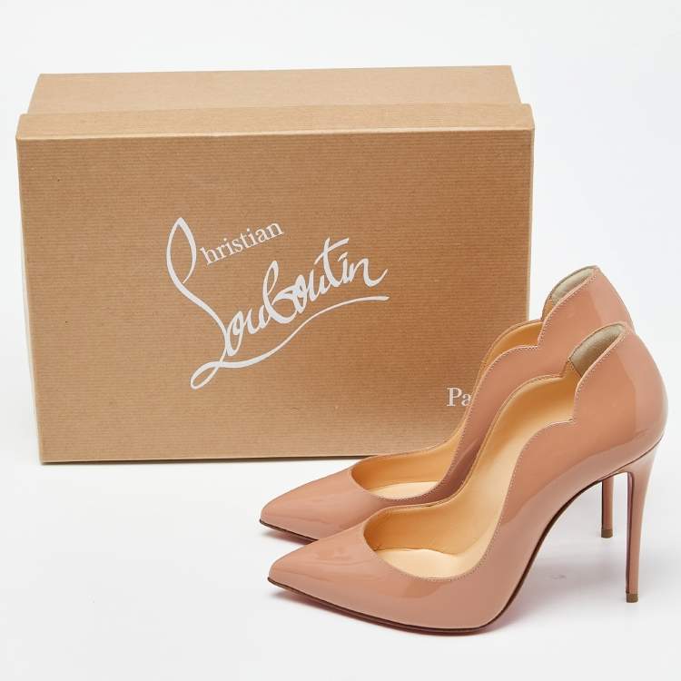 Pre Owned Christian Louboutin Beige Patent Leather Hot Chick Pumps Size 36
