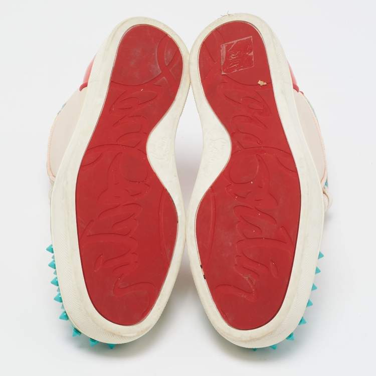 Pre Owned Christian Louboutin Multicolor Patent and Leather Louis Spikes High Top Sneakers Size 36.5