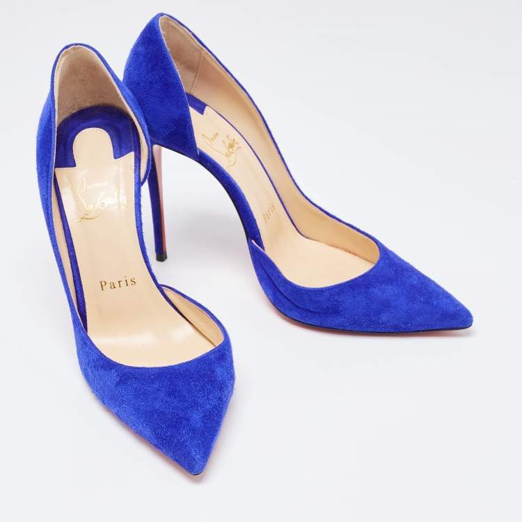مملوكة مسبقًا Christian Louboutin Blue Suede Iriza Pumps Size 36.5