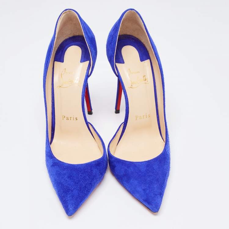 مملوكة مسبقًا Christian Louboutin Blue Suede Iriza Pumps Size 36.5