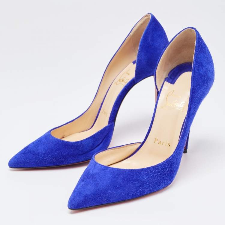 مملوكة مسبقًا Christian Louboutin Blue Suede Iriza Pumps Size 36.5