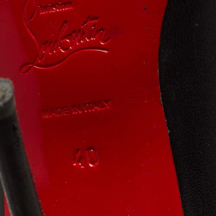 Pre Owned Christian Louboutin Black Leather Knee Length Boots Size 40