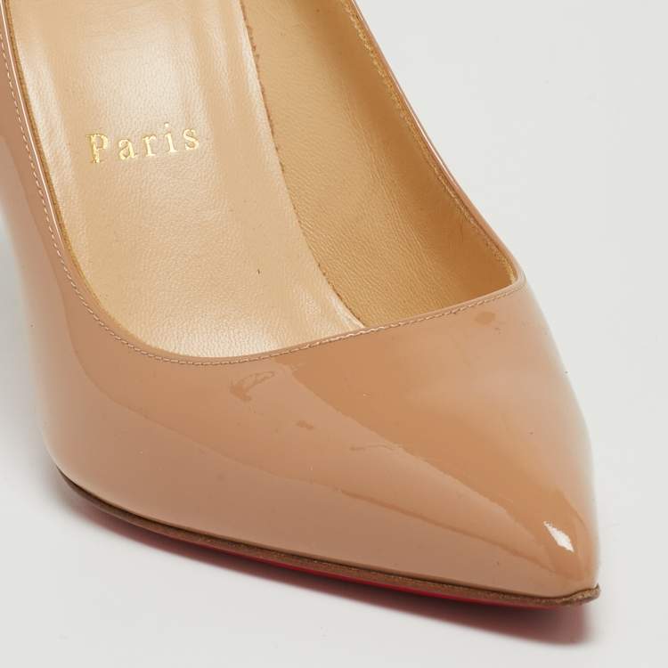 Pre Owned Christian Louboutin Beige Patent Leather Pigalle Pumps Size 37.5