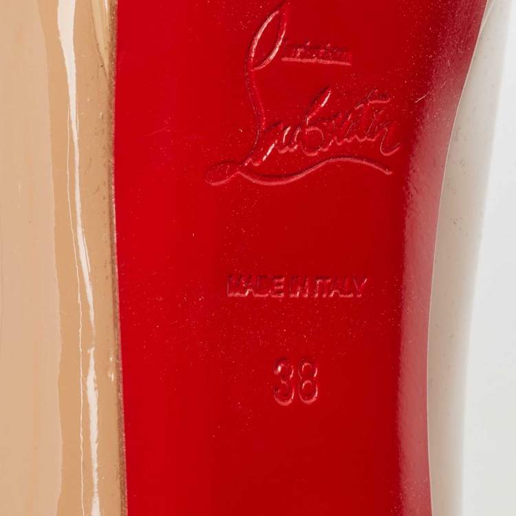 مملوكة مسبقًا Christian Louboutin Beige Patent Leather Lady Peep Pumps Size 38