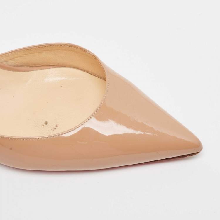 Pre Owned Christian Louboutin Beige Patent Iriza Pumps Size 37.5