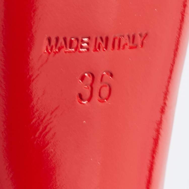 مملوكة مسبقًا Christian Louboutin Red Patent Leather Victoria Platform Pumps Size 36