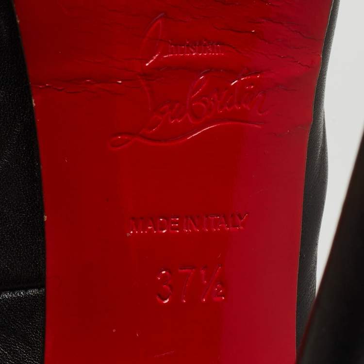 Pre Owned Christian Louboutin Black Leather Palais Royal Slingback Pumps Size 37.5